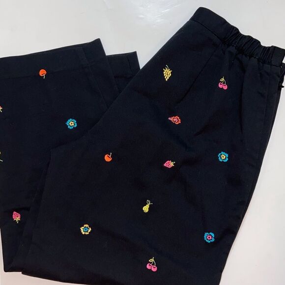 DRAPERS & DAMON'S PETITE STRECH FRUIT EMBROIDERED CROPPED PANTS Sz 12P - Picture 12 of 15